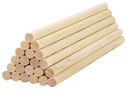 HOSSIAN Holzstäbe-20 Stück Holzstab-Holzstäbchen Rundfür Holzarbeiten,Dekorationen & DIY (Birch Wood 25.4cm*6mm)