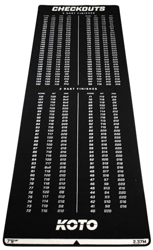 KOTO - Dartteppich Checkout 237 x 80 cm, inkl. Score Indikator, rutschfeste Teppich Dartmatte