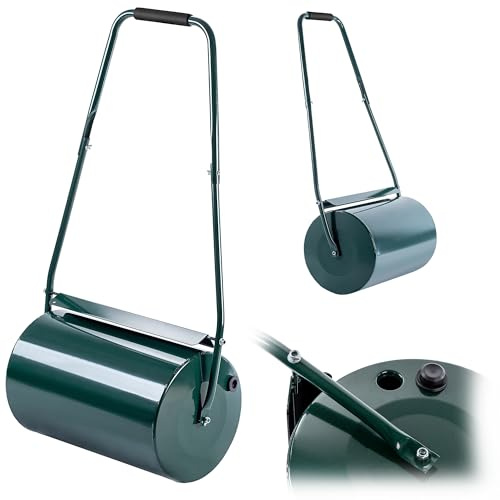 KADAX Rasenwalze, 50cm Breite, 32cm Durchmesser, Befüllbar mit Wasser oder Sand, Gartenwalze aus Metall, Rasenroller für Rasenpflege und Bodenverdichtung