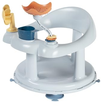 Bebeconfort Playful Drehbarer Badewannensitz, Baby Badesitz, 6-12 Monate, Max. 10 kg, Babysitz Badewanne, 360° drehbarer Sitz, Spieltisch, Rutschfest, Ergonomisch, Saugnäpfe, Blau