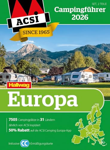 ACSI Campingführer Europa 2026: Bestehend aus 2 Bänden inkl. ACSI CampingCard Ermässigungskarte (Hallwag ACSI Campingführer)
