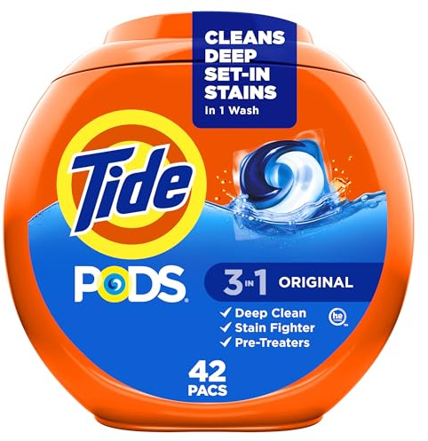 Tide PODS, Laundry Detergent Liquid Pacs, Original, 42 Count - Packaging May Vary