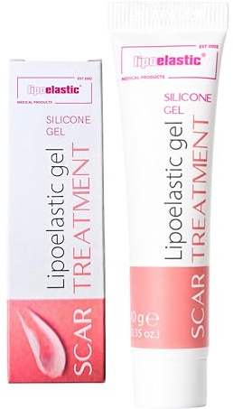 LIPOELASTIC Narbencreme aus Silikon für chirurgische Narben, medizinisches Silikon-Narbengel mit Vitamin E für C-Abschnitt, Verbrennung, Dehnungsstreifen, Wunde, alte Narbe (Transparent)