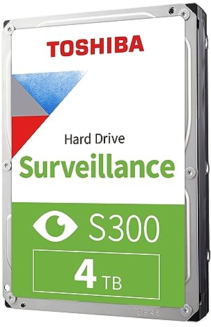 Toshiba 4TB S300 Surveillance HDD - 3.5' SATA Internal Hard Drive Supports up to 64 HD cameras at a 180TB/Year workload (HDWT720UZSVA)