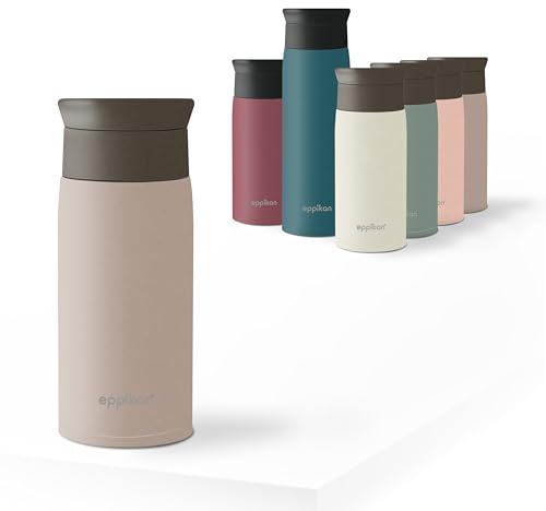 eppikan eppiToGo Edelstahl Thermobecher, Kaffeebecher, Kaffee-to-go Becher, 350 ml, 500 ml Travel Mug, auslaufsicher mit hygienischer 360°-Trinköffnung (Lavender Grey, 350 ml)