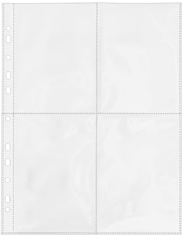 Ideen mit Herz Sammelhüllen | Klarsichthüllen | Prospekthüllen | DIN A4 | 4-geteilt | 4 Fächer je 10,5 x 14,8 cm | glasklar | 50 Stück | Fotohüllen | Postkartenhüllen