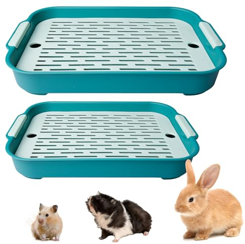 Kaninchen Katzentoilette, 2 Größen Kaninchen Toilette mit Reinigungssieb, Kaninchenkäfig Töpfchentrainer, Hamstertoilette, Haustier Töpfchen, Kaninchentoilette, Kleintiertoilette