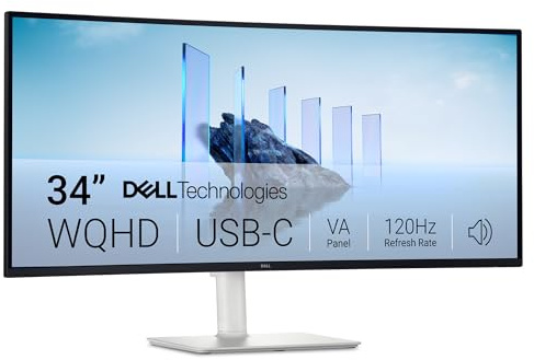 Dell 34 Plus USB-C Monitor - S3425DW, WQHD (3440x1440), 21:9 Curved, 120Hz, VA, 1ms, AMD FreeSync Premium, HDR10, Höhenverstellbar, Eingebaute Lautsprecher, 2 USB-C, 2 HDMI, 2 USB, 3 Jahre Garantiens