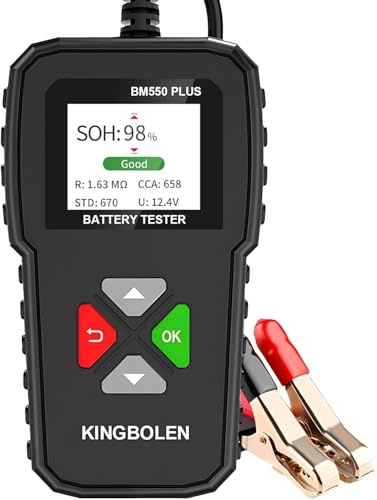 Autobatterietester 6V 12V 24V,KINGBOLEN BM550 PLUS 100-2000 CCA Auto Spannungsprüfer,2Ah-220Ah Autobatterie Prüfgerät,BatterieTester KFZ für Auto ATV SUV LKW Boot Motorrad.