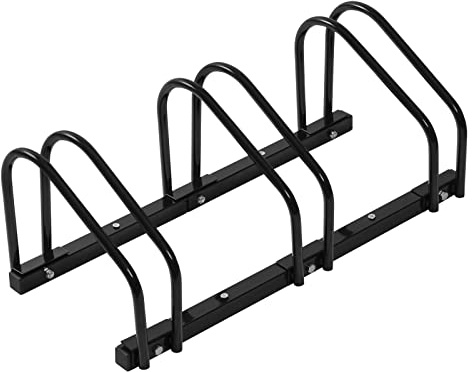 WOLTU Fahrradständer Schwarz für 3 Fahrräder Fahrradhalterung auf dem Boden Aufstellständer für Fahrradaufhängung Fahrradhalter aus Metall