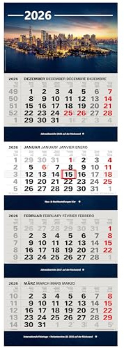 Kombi 4-Monatskalender 2026 Bürokalender großer Wandkalender vier Monate mit Bild (Skyline New York)