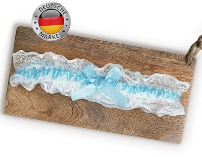 HOCHZEITSHELD Blaues Strumpfband Hochzeit als edles Geschenk für die Braut | Etwas Blaues für die Braut: das ideale Geschenk vor der Hochzeit, in Geschenkbox mit personalisierbarer Karte der Trauzeugin