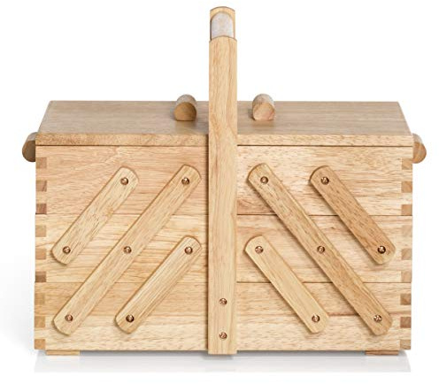Prym 612546 Nähkasten aus hellem Holz, M, Beige, Braun