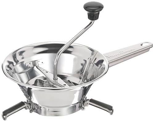 Moulinex Classic manuelle Gemüsemühle aus Edelstahl, Kleines Modell, Einfaches Mahlen, Pürees, Suppen, Kompotte, Spülmaschinenfest, A40106