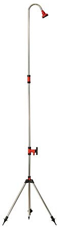 Grafner Aluminium Gartendusche mit Teleskopstativ, höhenverstellbar 172-275 cm, Duschstrahl stufenlos verstellbar, mit massiven Erdankern für optimal Stand, leicht & schnell aufgebaut, Campingdusche