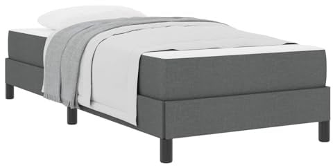 vidaXL Boxspringbett mit Matratze Dunkelgrau 100 x 200 cm Stoff, Moderner Bettgestell, rechteckige Schlafbasis, Stabiler Boxspring, Coole Optik, Holz, gemütliche Plattform