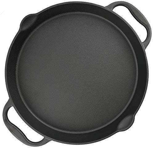 BBQ-Toro Gusseisen Grillpfanne I Gusspfanne mit zwei Griffe und zwei Ausgießer I Servierpfanne I Pfanne (Ø 40 cm)