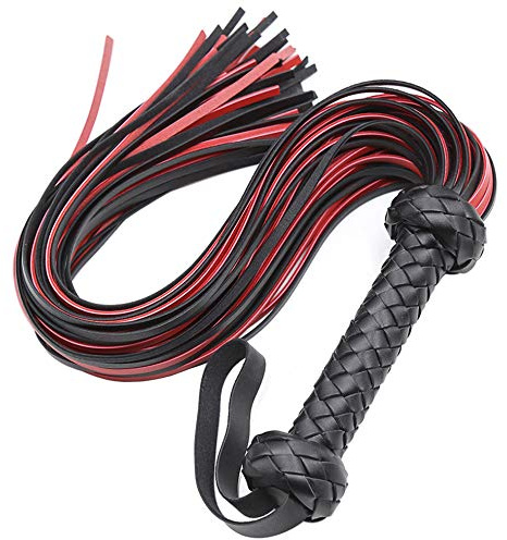 MOTIVE LIFE Peitschenschlag aus Kunstleder,Weiches Flogger für Reitsport,Lange Bullpeitsche für Cosplay-Kostüm,Rot-Schwarz