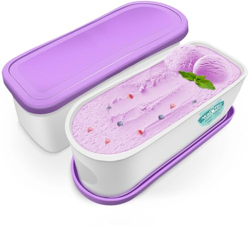 Walfos® Eisbehälter, 2er-Eisbehälterfür Speiseeis, 1.5L Eisbehälter mit Silikon-Deckel, BPA-frei Hausgemachte - Wiederverwendbare Creami Behälter, Aufbewahrungsbehälter für Eiscreme, Dessert, Sorbet