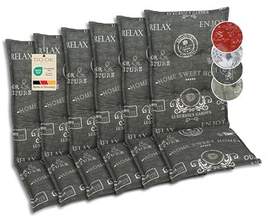 GO-DE Textil Bequeme und attraktive Polsterauflagen für Hochlehner-Gartenstühle (6er-Set, Stempel anthrazit, Hochlehner)