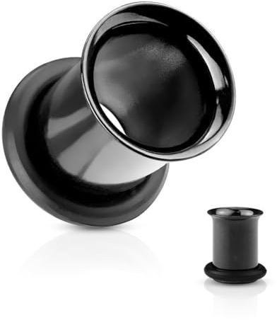 Single Flared Flesh Tunnel 1,6-25 mm aus 316L Chirurgenstahl FARBWAHL Ohrschmuck Piercing (6,0 mm, Schwarz)