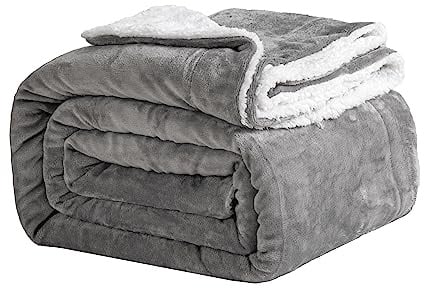Good Nite Kuscheldecke Fleecedecke Wohndecke Decke Sherpa Sofaüberwurf Couchdecke Warm Winter Weich (Grau, 130x150cm)