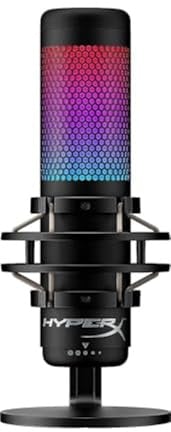 HyperX QuadCast S, RGB USB-Kondensatormikrofon für PC, PS5, Mac, Stoßgeschützte Halterung, 4 Richtcharakteristiken, Pop-Filter, Gain-Regler, Gaming, Streaming, Podcasts, Discord, Twitch, Schwarz