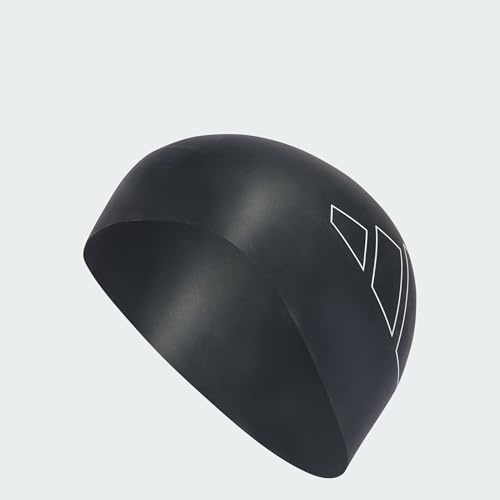 adidas Unisex Logo Swim Swim Cap, Black/White, One Size