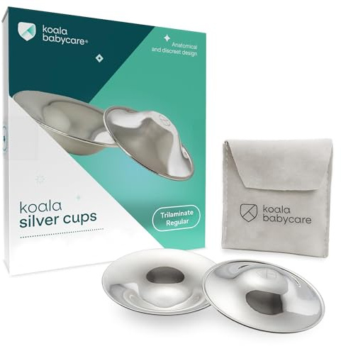 Koala Babycare Silberhütchen - 2 Stück - Stillhütchen Standardgröße Silber für maximale Resistenz - Brustwarzenschutz für empfindliche und schmerzende Brustwarzen