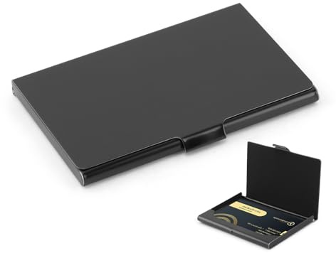 JOYIAL Visitenkartenetui 1Stück Edelstahl Visitenkarten Etui für Männer & Frauen, Ultradünner Business Card Case Pocket Kartenetui Metall, Kartenhalter, Visitenkarten Aufbewahrung Box(Schwarz)
