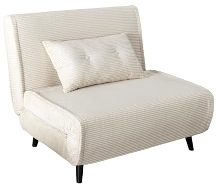 Riess Ambiente Retro Schlafsessel SMART Multifunction - 100cm - beige - Cord Sessel mit Bettfunktion Klappsessel inkl. Kissen