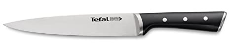 Tefal Ice Force Fleisch und Schinkenmesser, 20 cm Klinge, Handschutz, Made in Germany Edelstahl, lang anhaltende Schneidleistung und Schärfe, Edelstahl/Schwarz, K23207