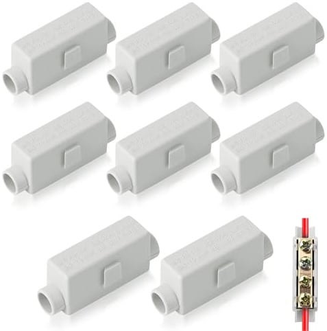 8 Stück Durchgangsverbinder, Hauptleitungsabzweigklemme 2 polig 100A 1000V | Stoßdraht-Klemmblock für 2,5-16mm² Kabelverbinder Klemmleiste Doppelschrauben Klemmblock für Elektroinstallation