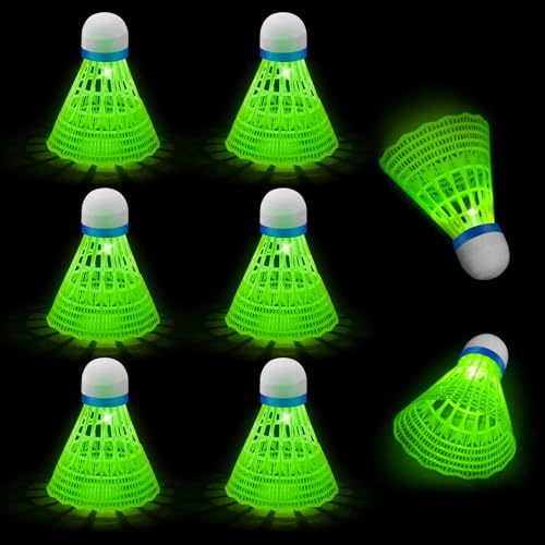 Alaoo Licht Federbälle Badmintonbälle, 8er Pack Speed Badminton, Nachts | Federbälle Nylon Badminton Bälle für Anfänger, Freizeit, Training, Familien und Profis