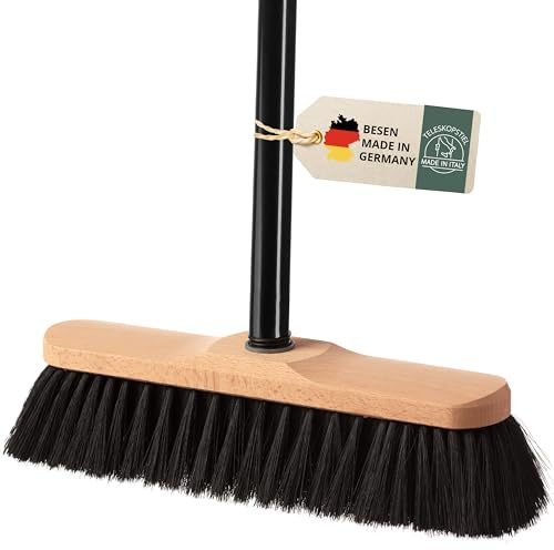 Besen mit Stiel, Kehrbesen mit Teleskopstiel Set, Zimmerbesen Kehrset, Stubenbesen, Staubbesen, Haushaltsbesen Besenset