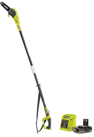 RYOBI 18 V ONE+ Akku-Hochentaster RPP182020, Schwertlänge 20 cm, Kettengeschwindigkeit 5,5 m/s, inkl. 2,0 Ah Akku und Ladegerät