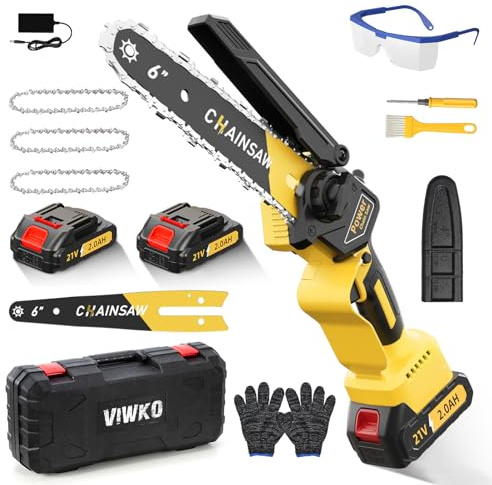 Mini Akku Kettensäge 6 Zoll, 1000W Brushless Mini Kettensäge Elektro mit 4000mAh Akku, Handkettensäge mit Auto-Öler, Astsäge Akku Kompatibel mit Makita, Motorsäge für Garten Baumschnitt Schere
