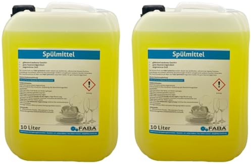 FABA Geschirrspülmittel Konzentrat, 2 x 10 L Spülmittel hautverträglich hohe Fettlösekraft