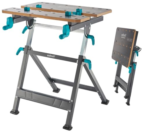 wolfcraft Spann- und Arbeitstisch Master 650 Ergo - stufenlos höhenverstellbar - inklusive Flachspanner, Rohrspanner & Einlegebrett - mobil einsetzbar - 120 kg Tragfähigkeit - Made in Europe - 6870000