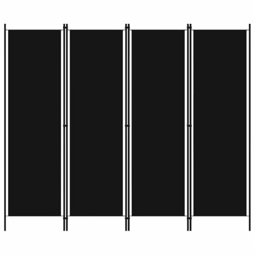 vidaXL Raumteiler Klappbar Freistehend Trennwand Paravent Umkleide Sichtschutz Spanische Wand Raumtrenner 4-TLG. Schwarz 200x180cm Eisen Stoff