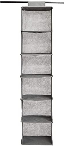 Amazon Basics Hängeaufbewahrung für den Schrank Wandschrank, 6 Regale, Grau, 22D x 29W x 23H cm