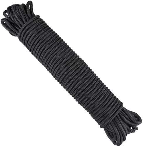 KINGLAKE 6mm Paracord Seil Schwarz,30M Dicke Nylon-Seil, Schlauchboot Seil,Wäscheleine, Markisenseil, Für Gartenbündelung, Handgefertigte Projekte, Kampierenden im Freien