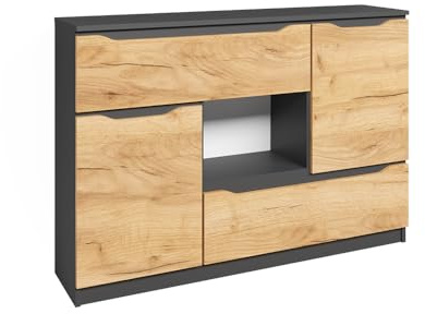 Vicco Kommode Ruben, Goldkraft Eiche, 120 x 84 cm mit Schubladen, zur Aufbewahrung von Kleidung und Alltagsgegenständen