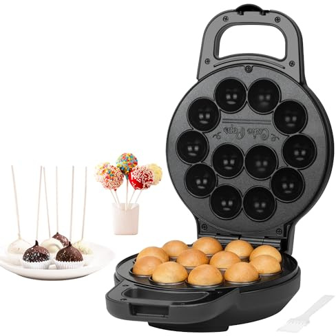 SugarWhisk Flip Cake Pop Maker, stellen Sie 12 x 1,4 cm große Cake Pops her, Zubehör für Cake Pops, Snack - Maschine, Keramikbeschichtung, Rezept und Pinsel inklusive, Graphitfarben