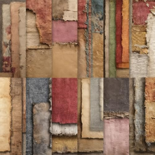 24 Blatt Scrapbook Papier Set,15,2x15,2cm Natürlich-elegantes Designpapier für Scrapbooking und Origami,Bastelpapier mit Naturinspiration,Decoupage Papier für Möbel (Retro-Patchwork, 15,2x15,2cm)