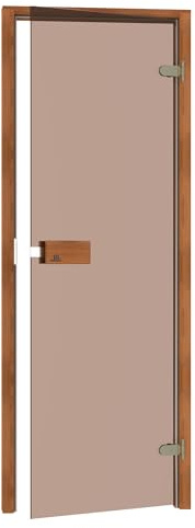 Saunainter Saunatür CLASSIC 70x190 mit Magnet Lock, Hochwertiges 8mm ESG Temperglas, Zarge aus Vollholz, DIN Links/Rechts Einstellbar (Thermo-Espe Bronze)