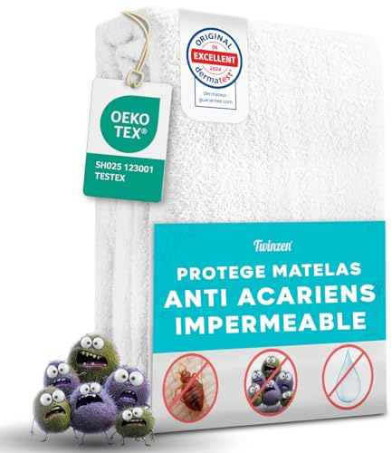 Twinzen - Matratzenbezug 140x200 x 20 cm mit Reißverschluss – Wasserdichter Matratzenschutz für Allergiker – Matratzenhülle gegen Milben & Bettwanzen - Bi-Ome & Oeko-Tex