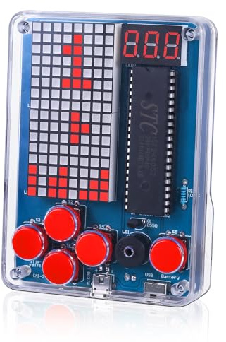 PEMENOL DIY Spielekonsole Löten Bausatz, Elektronik Bausatz mit 4 Klassischen Spielen Handheld Mini Game Console Kit, Löten Lernen für Anfänger & Erwachsene Ausbildung Geschenk