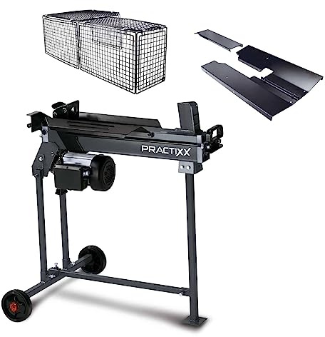 Practixx liegend Holzspalter PX-LS 7t Brennholzspalter Hydraulikspalter | 230V | 2200W Leistung | Spaltkraft 7 Tonnen | Spaltlänge 520mm / Ø250mm | inkl. Untergestell & Hydrauliköl (vorbefüllt)