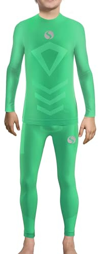 sesto senso Lange Thermo Unterwäsche Kinder Grün Jungen Sport Bunt Kompressionshose Thermounterhemd 4XS/3XS Green